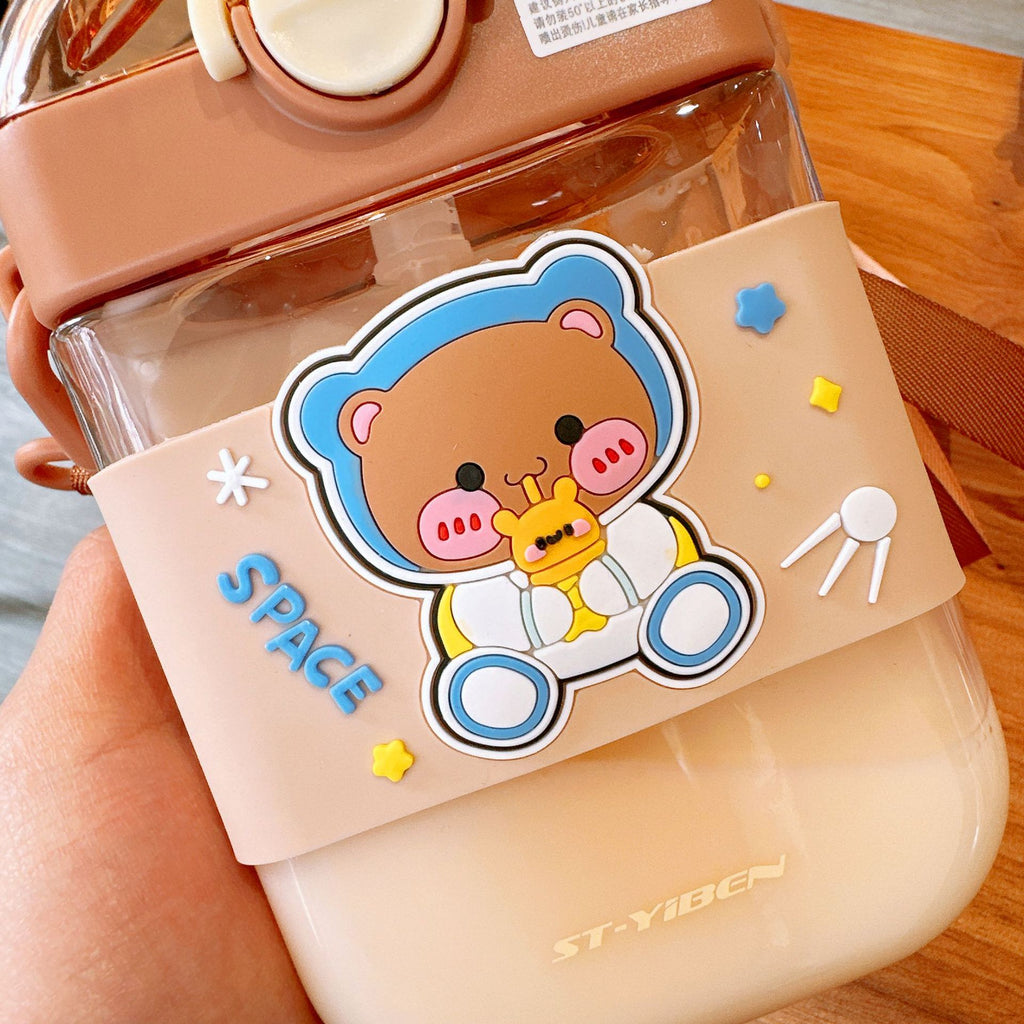 Kids Cartoon Transparent Water Bottle (SPACE Bear Design) – Premium Quality