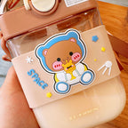 Kids Cartoon Transparent Water Bottle (SPACE Bear Design) – Premium Quality