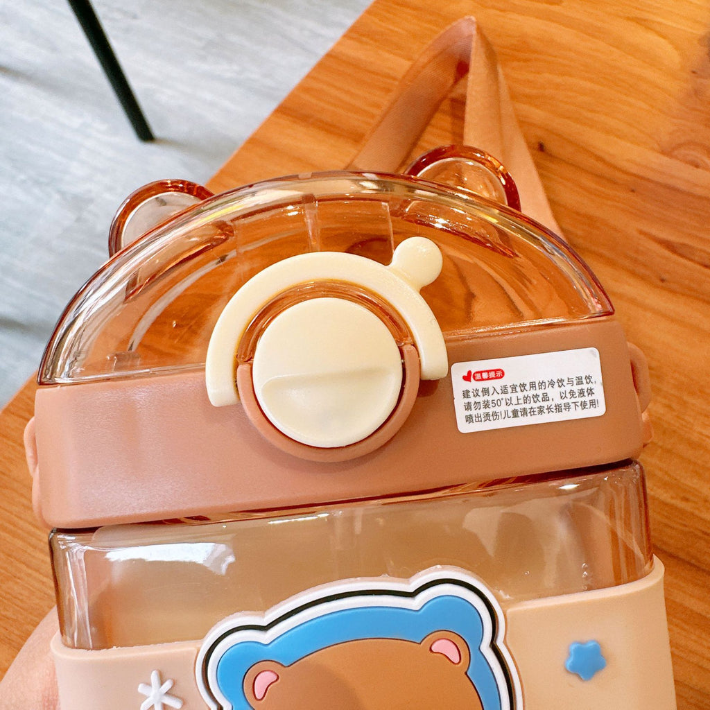 Kids Cartoon Transparent Water Bottle (SPACE Bear Design) – Premium Quality