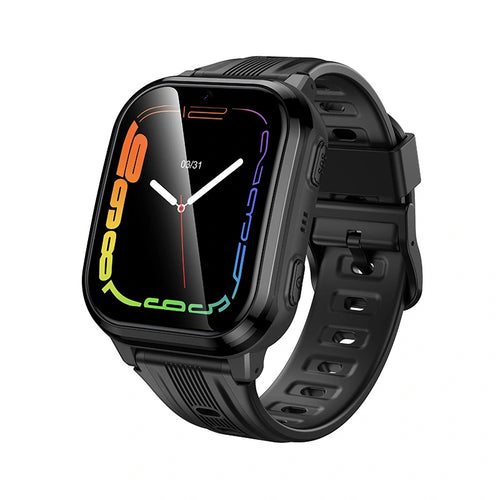 HOCO Y108 4G Kids Smart Watch with GPS Tracker, 1.69-inch HD Touch Display, Video Calling, SOS Emergency Button, IPX7 Waterproof, Child Safety Smart Watch for Boys and Girls in Blue, Purple and Black.