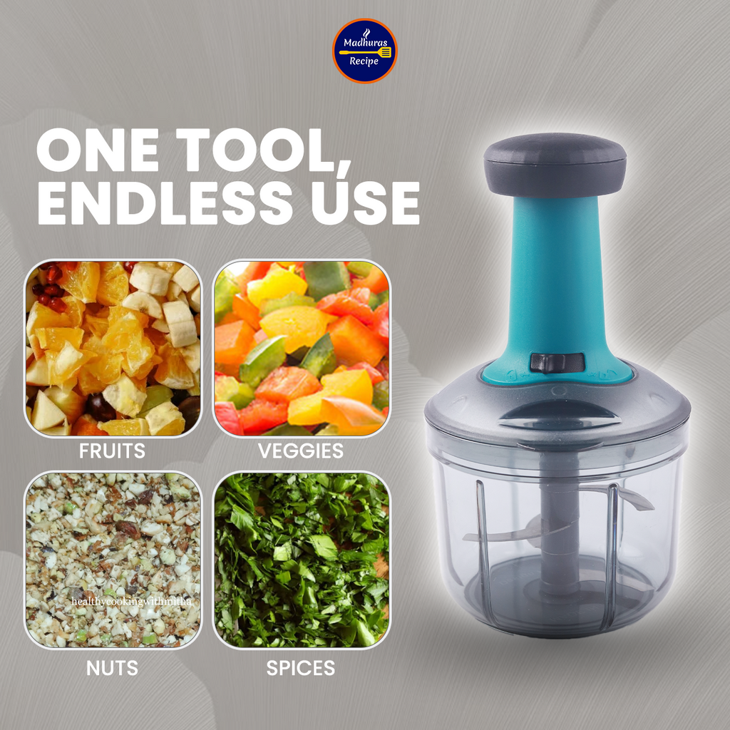 Push 'N' Chop 2-in-1 Manual Vegetable Chopper & Blender (700ml)