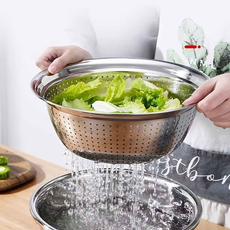 3-in-1 Multifunctional Stainless Steel Vegetable Cutter Basin(Grater + Drain Basket + Bowl — এক সেটেই ৩টি কাজ)