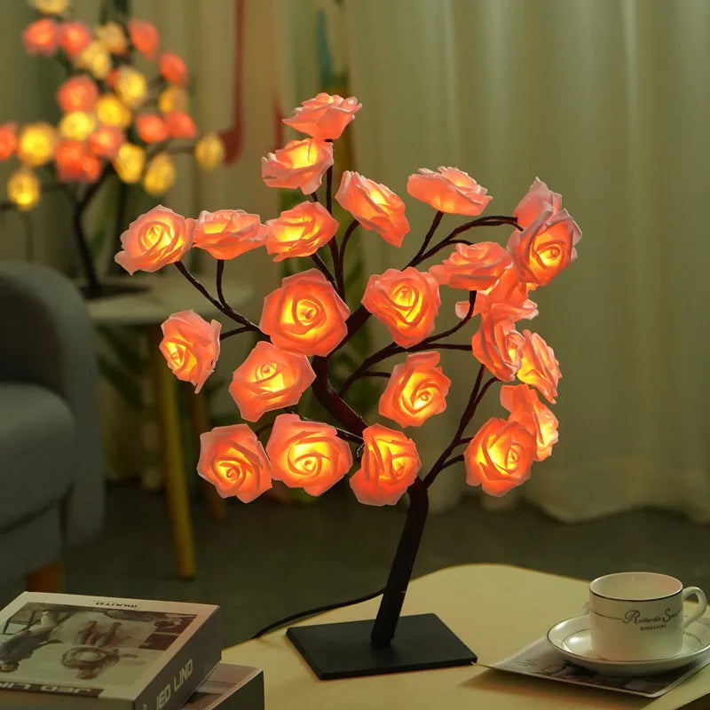 USB LED Flower Tree Lamp – Pink & White