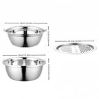 3-in-1 Multifunctional Stainless Steel Vegetable Cutter Basin(Grater + Drain Basket + Bowl — এক সেটেই ৩টি কাজ)
