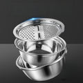 3-in-1 Multifunctional Stainless Steel Vegetable Cutter Basin(Grater + Drain Basket + Bowl — এক সেটেই ৩টি কাজ)