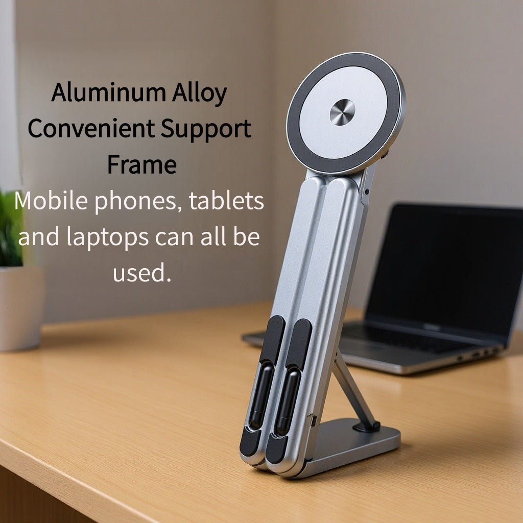 3-in-1 Mobile, Tablet & Laptop Stand — 360° Rotating Foldable Aluminum