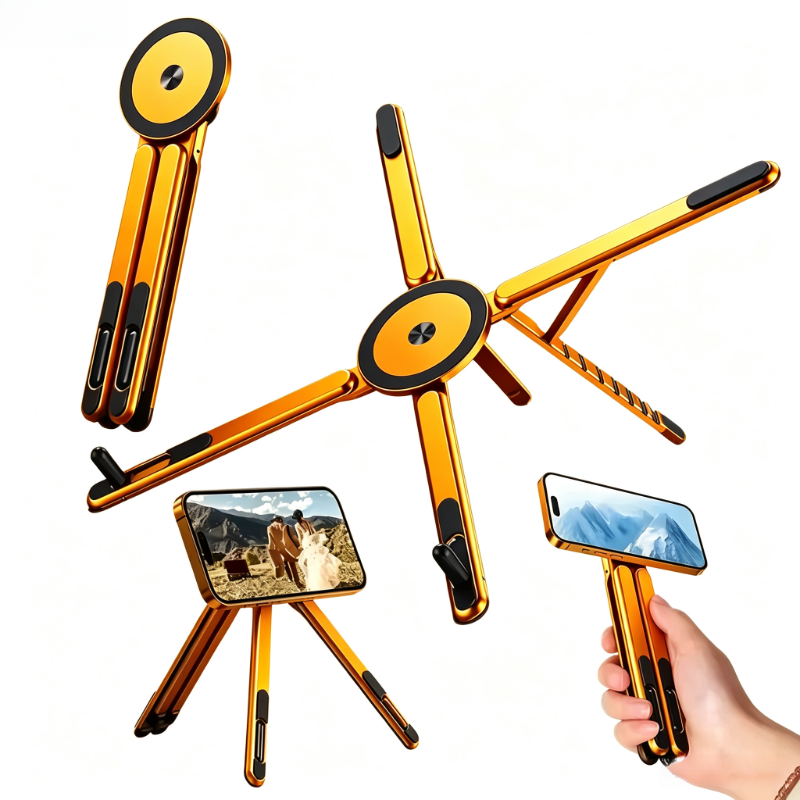 3-in-1 Mobile, Tablet & Laptop Stand — 360° Rotating Foldable Aluminum
