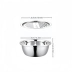 3-in-1 Multifunctional Stainless Steel Vegetable Cutter Basin(Grater + Drain Basket + Bowl — এক সেটেই ৩টি কাজ)