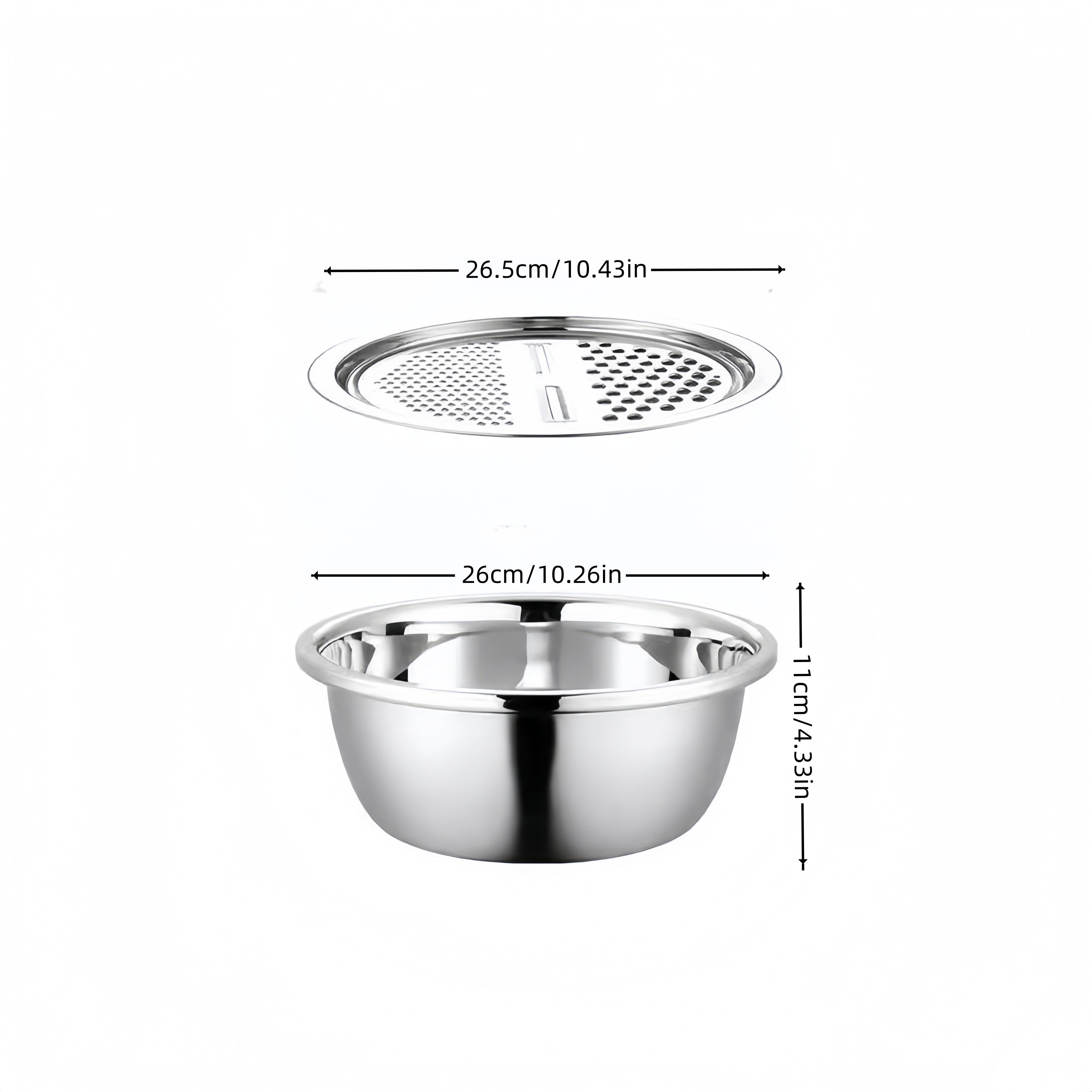 3-in-1 Multifunctional Stainless Steel Vegetable Cutter Basin(Grater + Drain Basket + Bowl — এক সেটেই ৩টি কাজ)