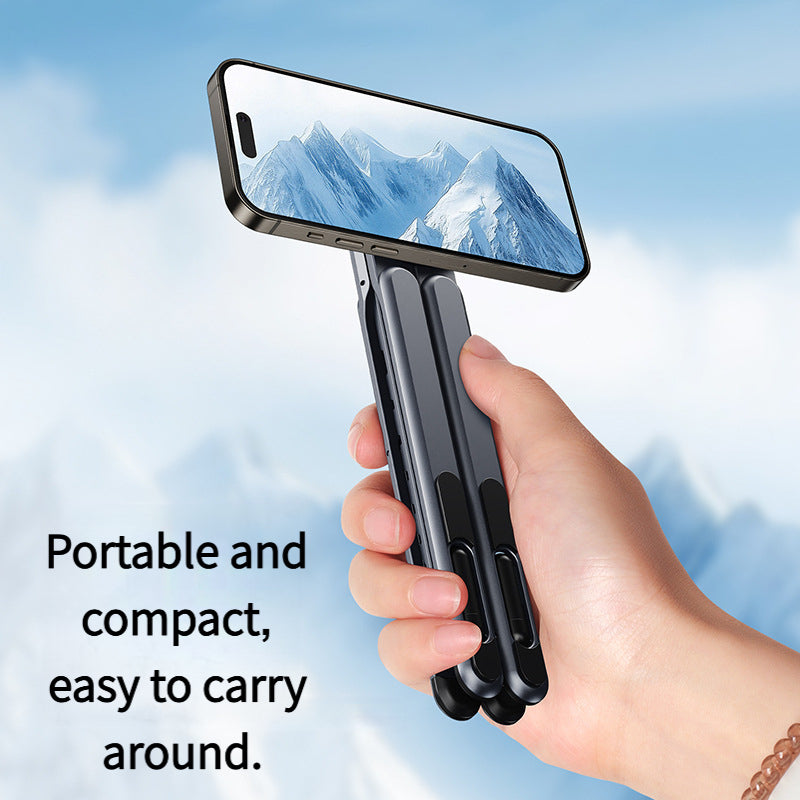 3-in-1 Mobile, Tablet & Laptop Stand — 360° Rotating Foldable Aluminum