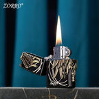 Premium 3D Angel Wings Metal Flip Lighter (Glossy Black & Mirror Blue)