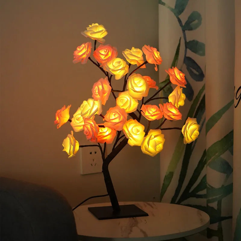 USB LED Flower Tree Lamp – Pink & White
