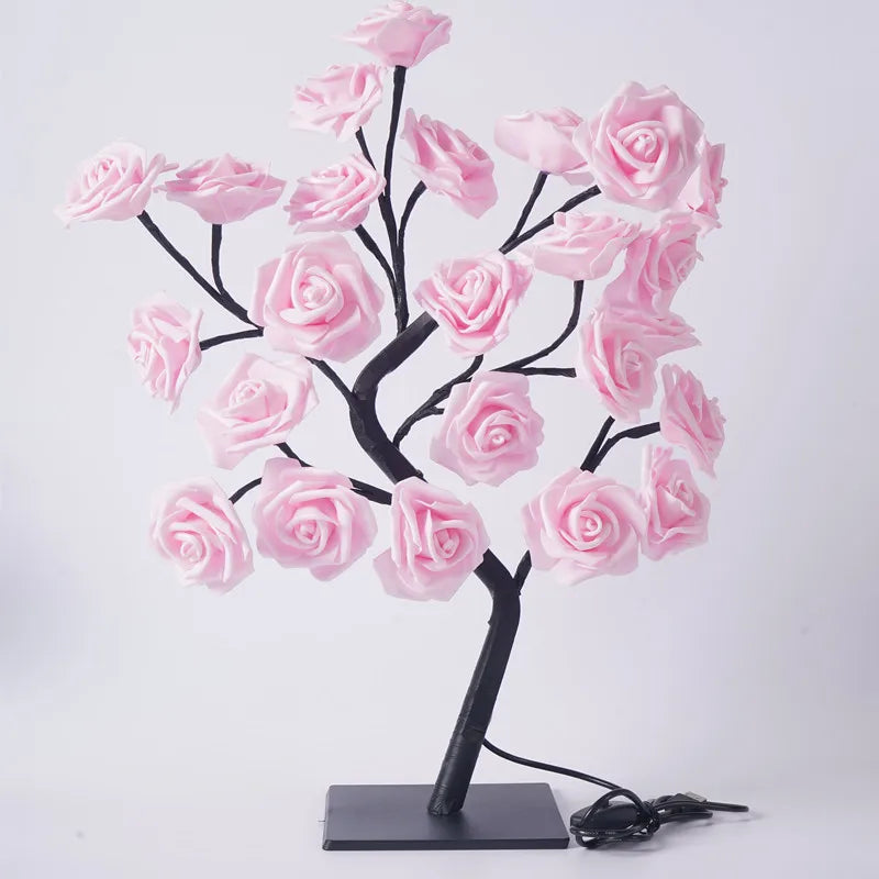 USB LED Flower Tree Lamp – Pink & White