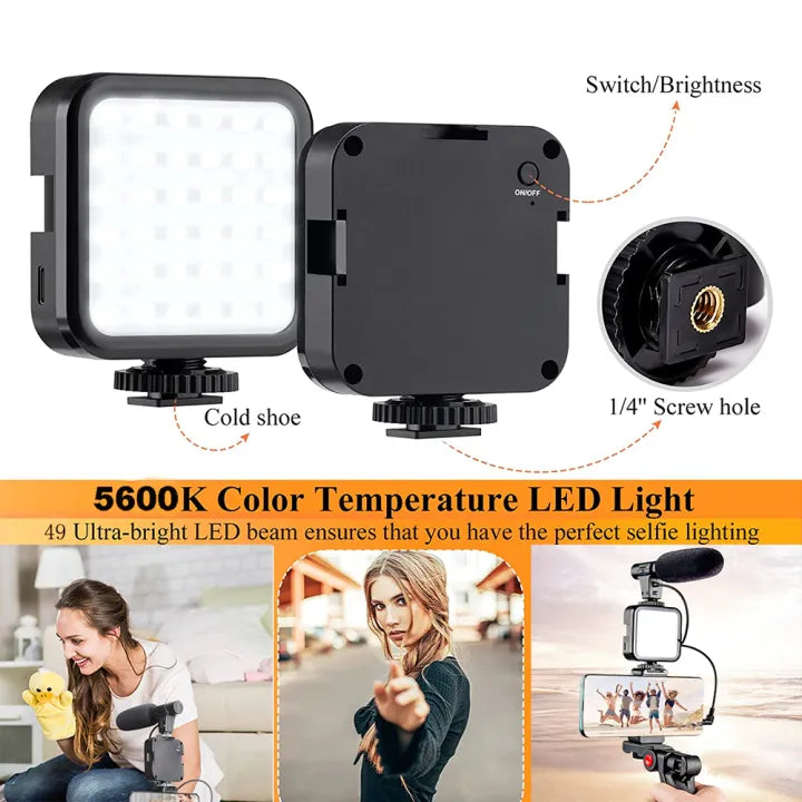 AY-49 Smartphone Vlogging Kit with Mic & LED Light - image 2