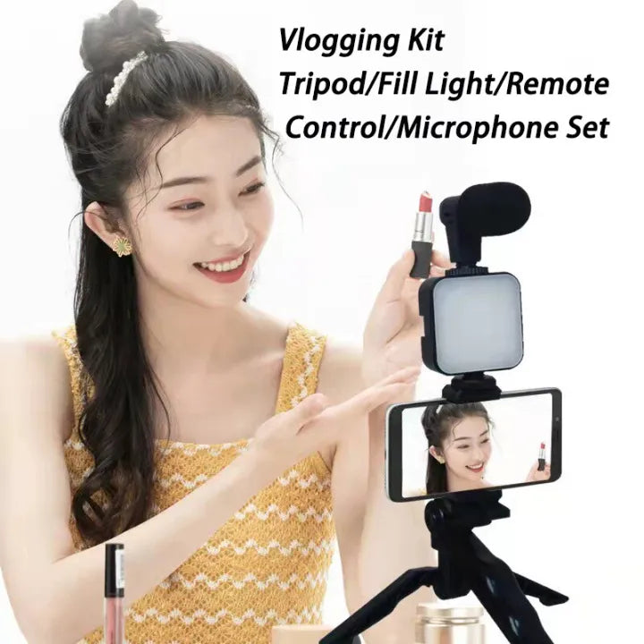 AY-49 Smartphone Vlogging Kit with Mic & LED Light - image 3