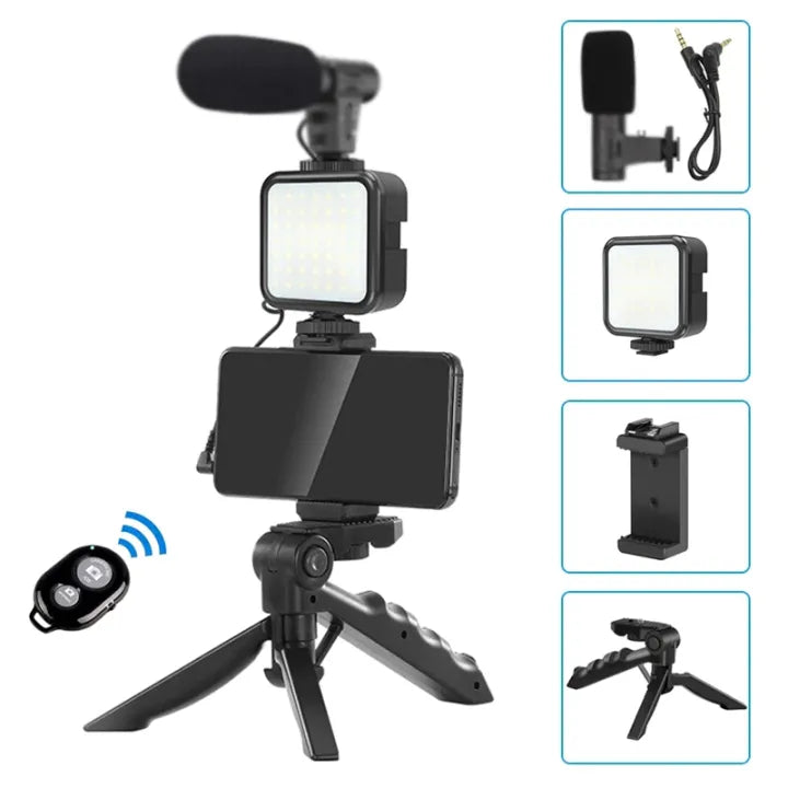 AY-49 Smartphone Vlogging Kit with Mic & LED Light - image 4