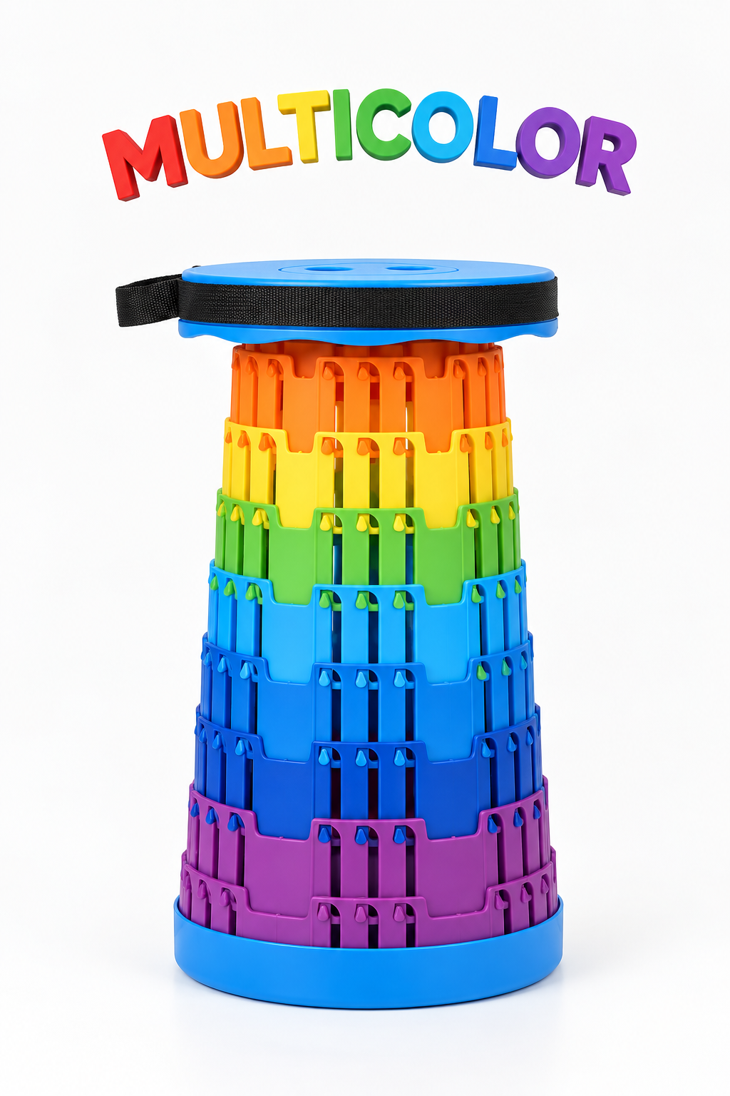 Multicolor folding telescopic stool