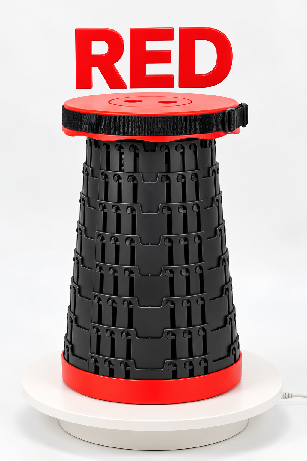 Red folding telescopic stool