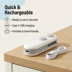 Rechargeable mini bag sealer with USB Type-C charging cable