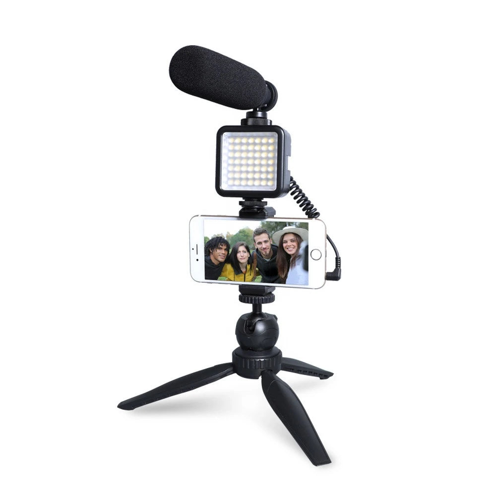 Mobile Vlogging Kit with Tripod, Shotgun Mic & LED Light - high quality replacement