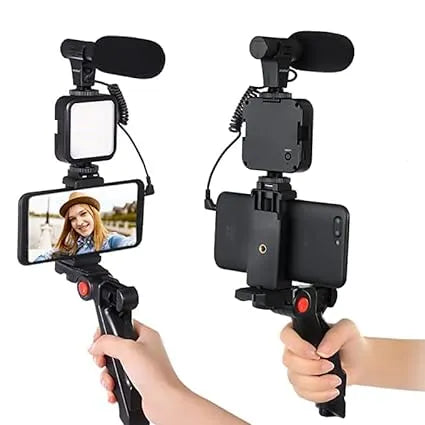 Mobile Vlogging Kit with Tripod, Shotgun Mic & LED Light - image 1