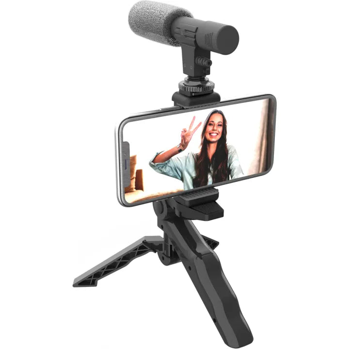 Mobile Vlogging Kit with Tripod, Shotgun Mic & LED Light - image 2