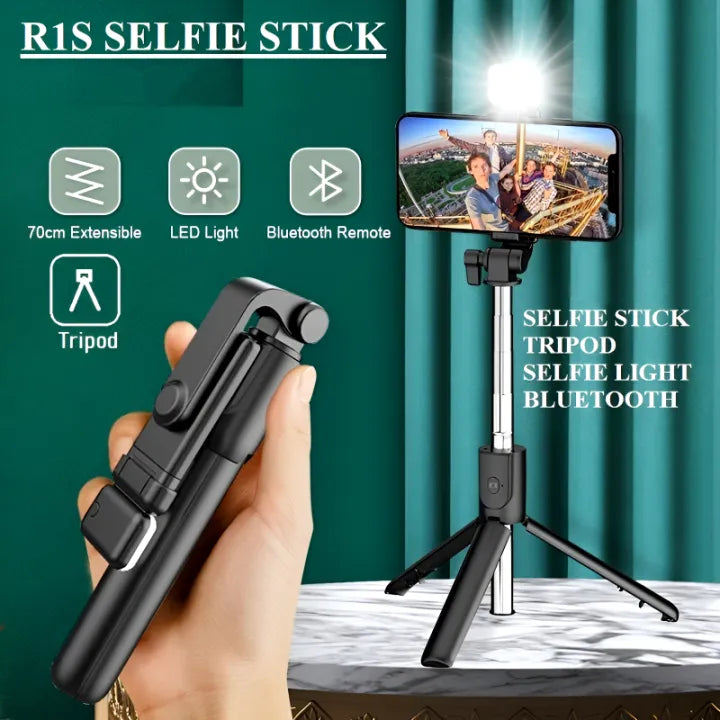 R1S 4-in-1 Selfie Stick Tripod with LED Light - image 2