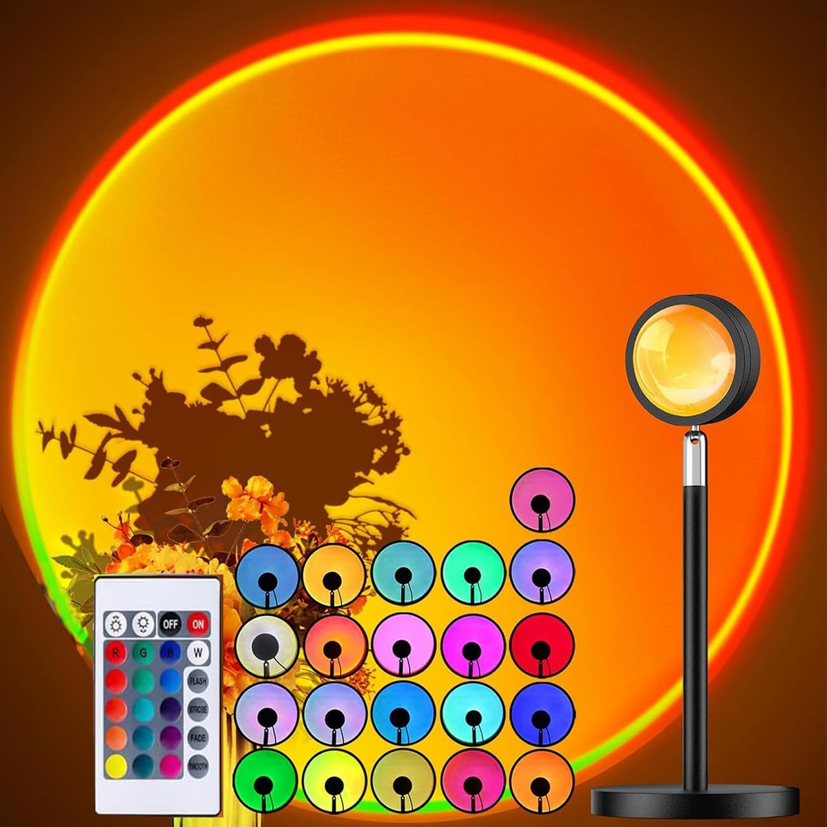 RGB sunset projector lamp with remote and multiple color modes