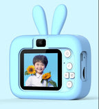 X200 kids mini digital camera blue bunny rear display view